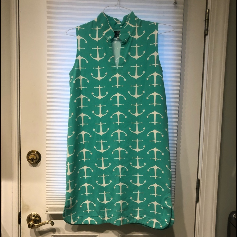Sailor-Salior by JustMadras Teal Anchor Dress